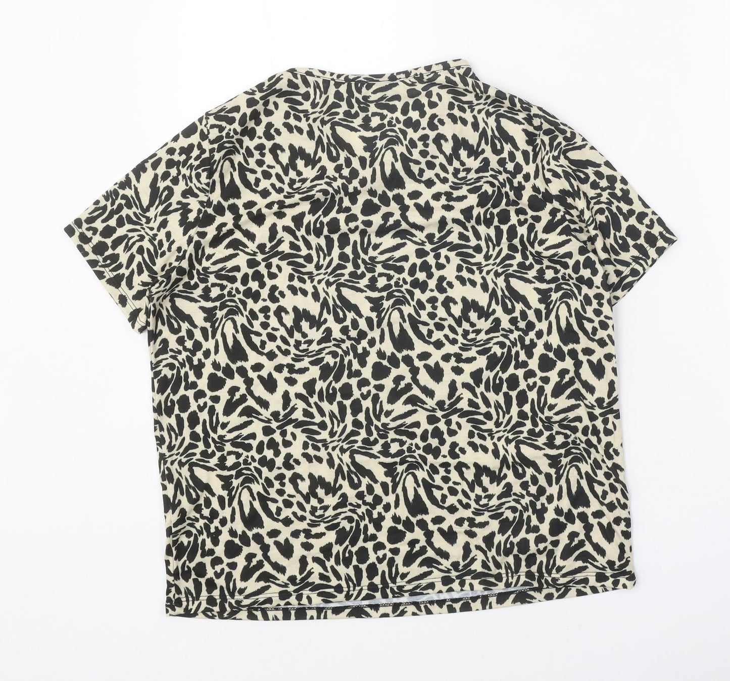 ASOS Womens Black Geometric Polyester Basic T-Shirt Size 10 Round Neck