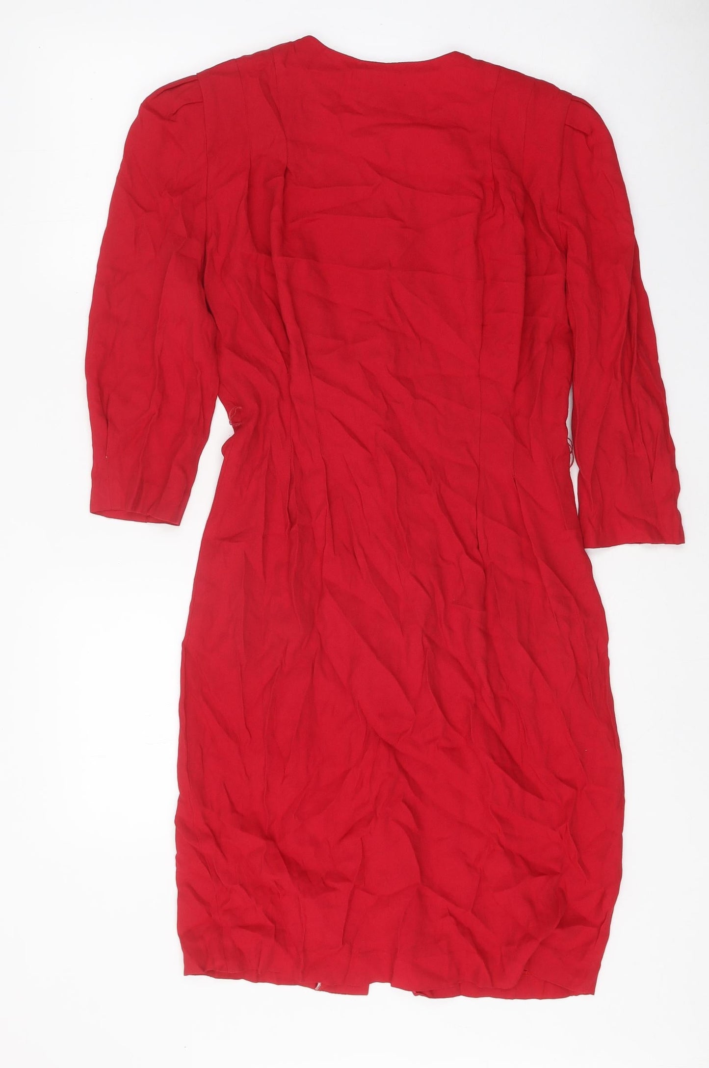 S.L. Petites Womens Red Polyester Sheath Size 8 Round Neck Button