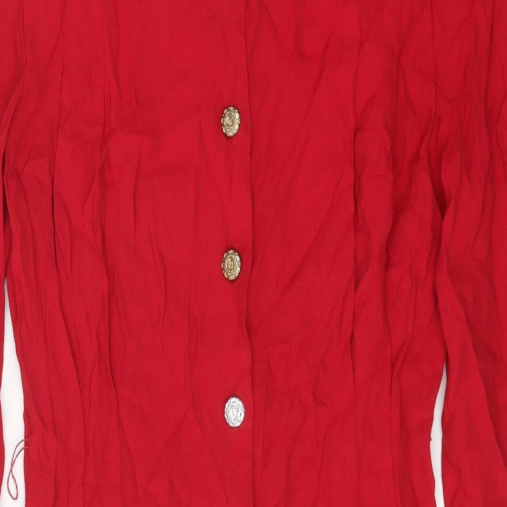 S.L. Petites Womens Red Polyester Sheath Size 8 Round Neck Button