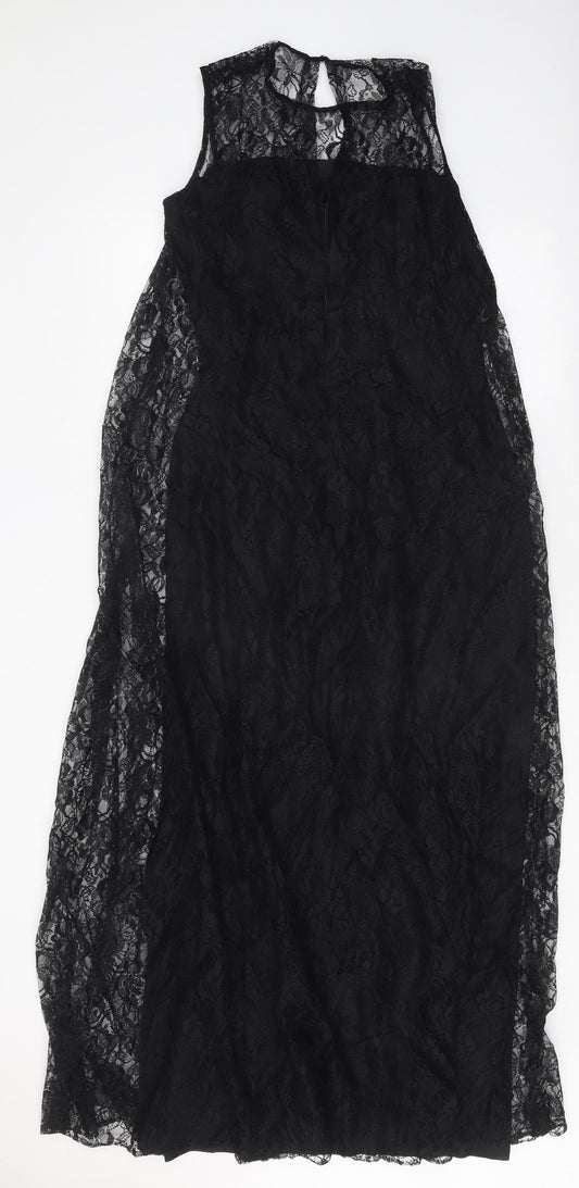 Young Mayfair Womens Black Polyester Maxi Size 8 Round Neck Zip