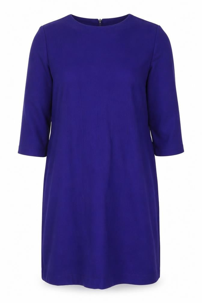 Positive Attitude Womens Blue Acrylic Shift One Size Round Neck Zip