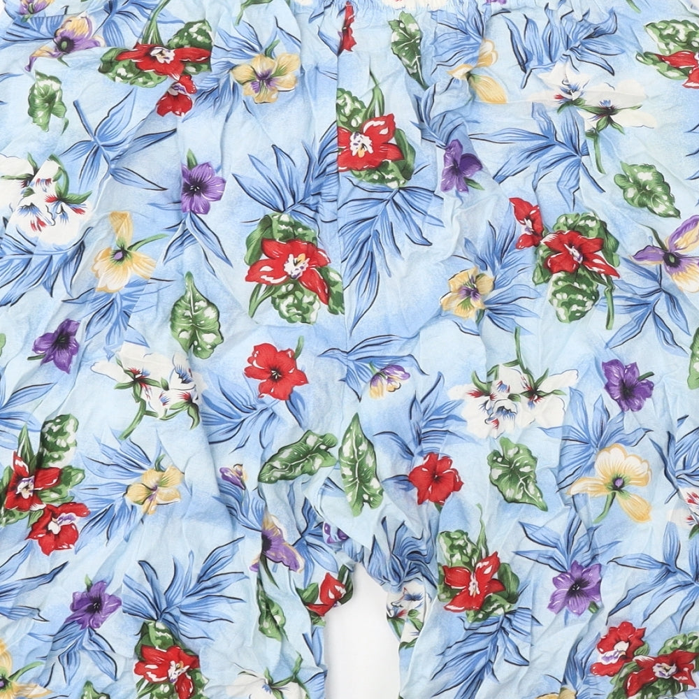 Luden Womens Blue Floral Polycotton Bermuda Shorts Size M Regular Pull On