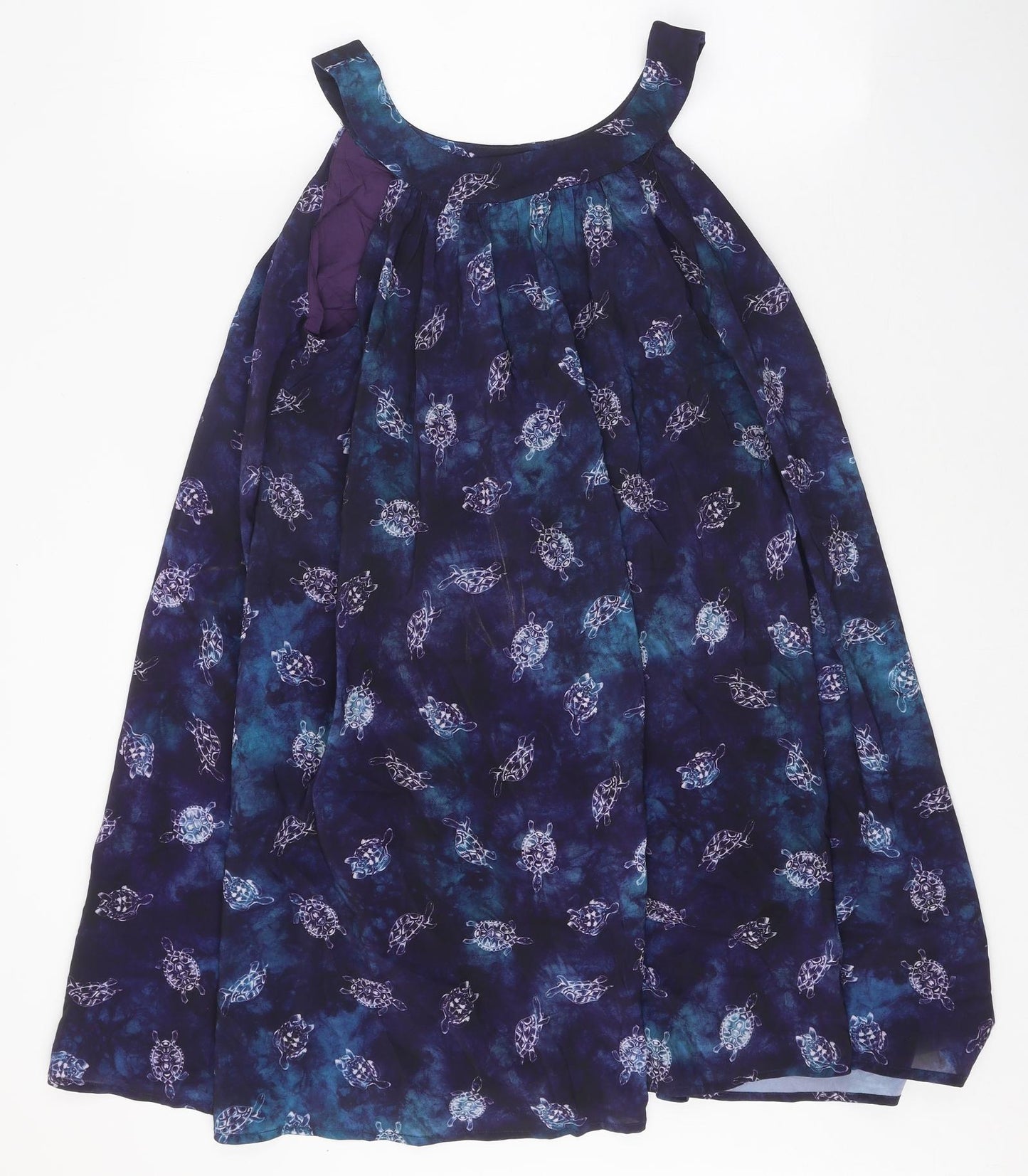 Bright & Beautiful Womens Blue Geometric Polyester Trapeze & Swing Size 10 Scoop Neck Pullover