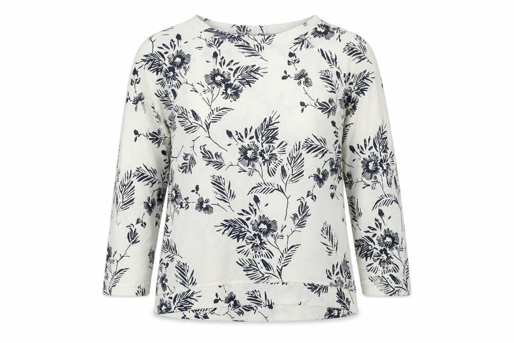 Marks and Spencer Womens White Floral Polyester Basic Blouse Size 8 Boat Neck