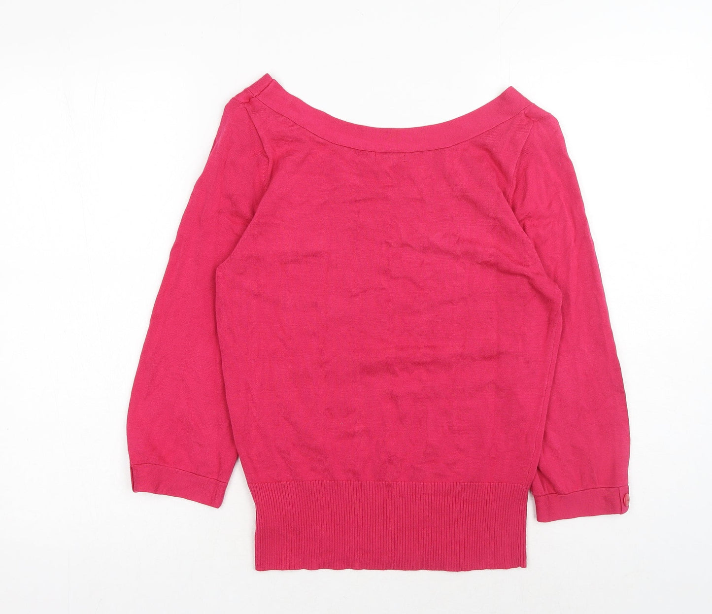 B&W Womens Pink Scoop Neck Viscose Pullover Jumper Size M