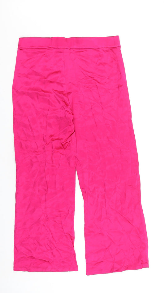 Zara Womens Pink Polyester Trousers Size 34 in L26 in Regular Zip