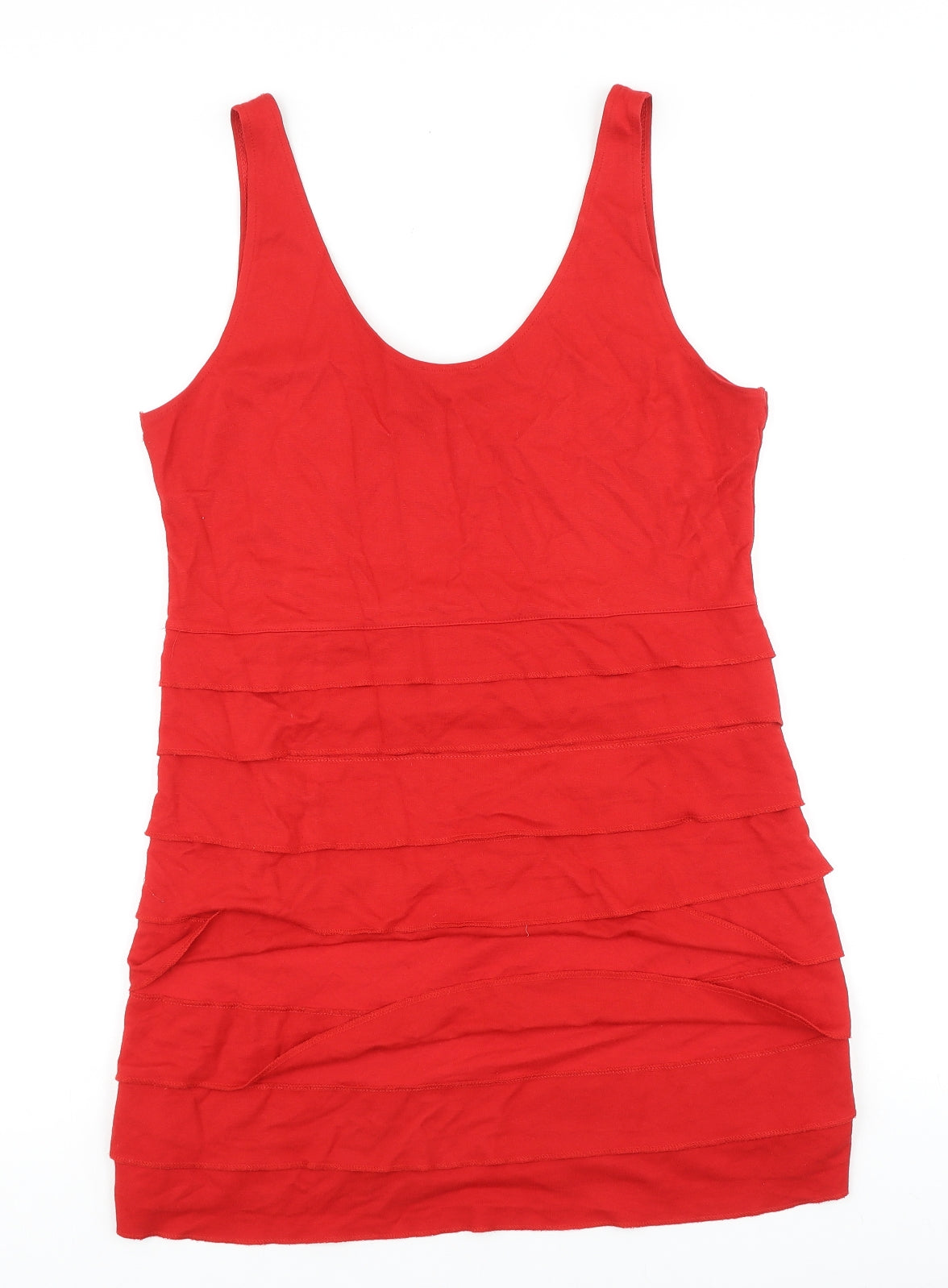 H&M Womens Red Viscose Bodycon Size L Scoop Neck Pullover