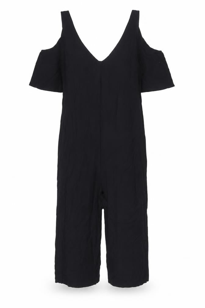 Topshop Womens Black Viscose Jumpsuit One-Piece Size 6 L16 in Zip
