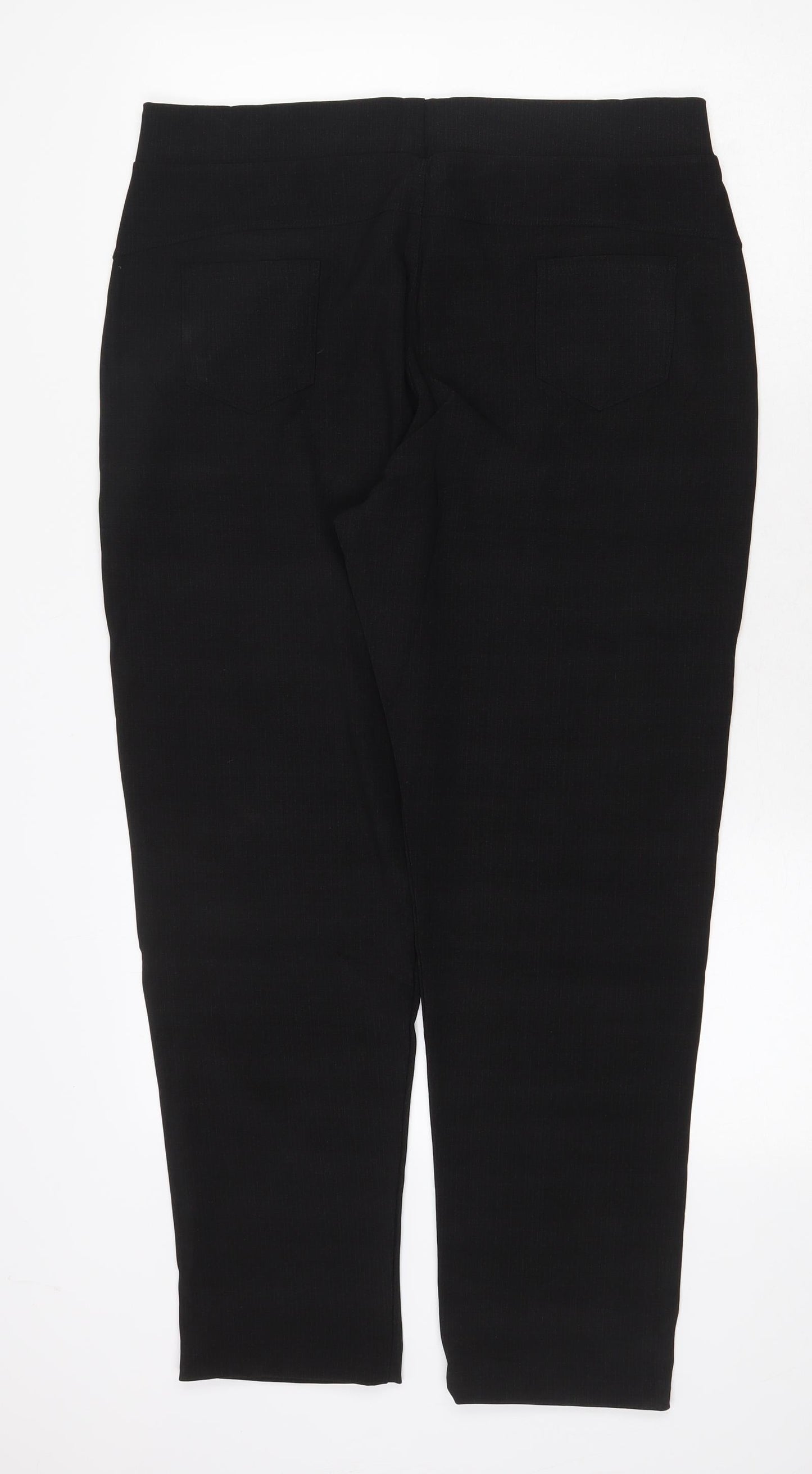 Preworn Womens Black Cotton Trousers Size 4XL Regular - Embellished Pockets