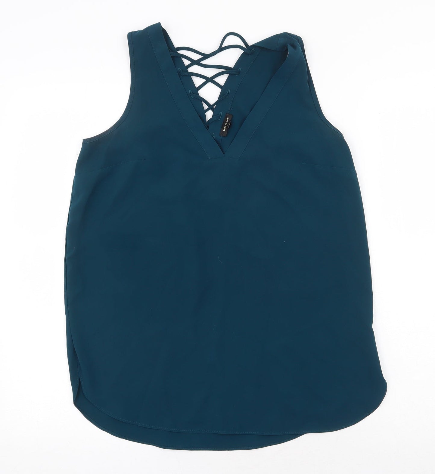 River Island Womens Green Polyester Basic Tank Size 10 V-Neck