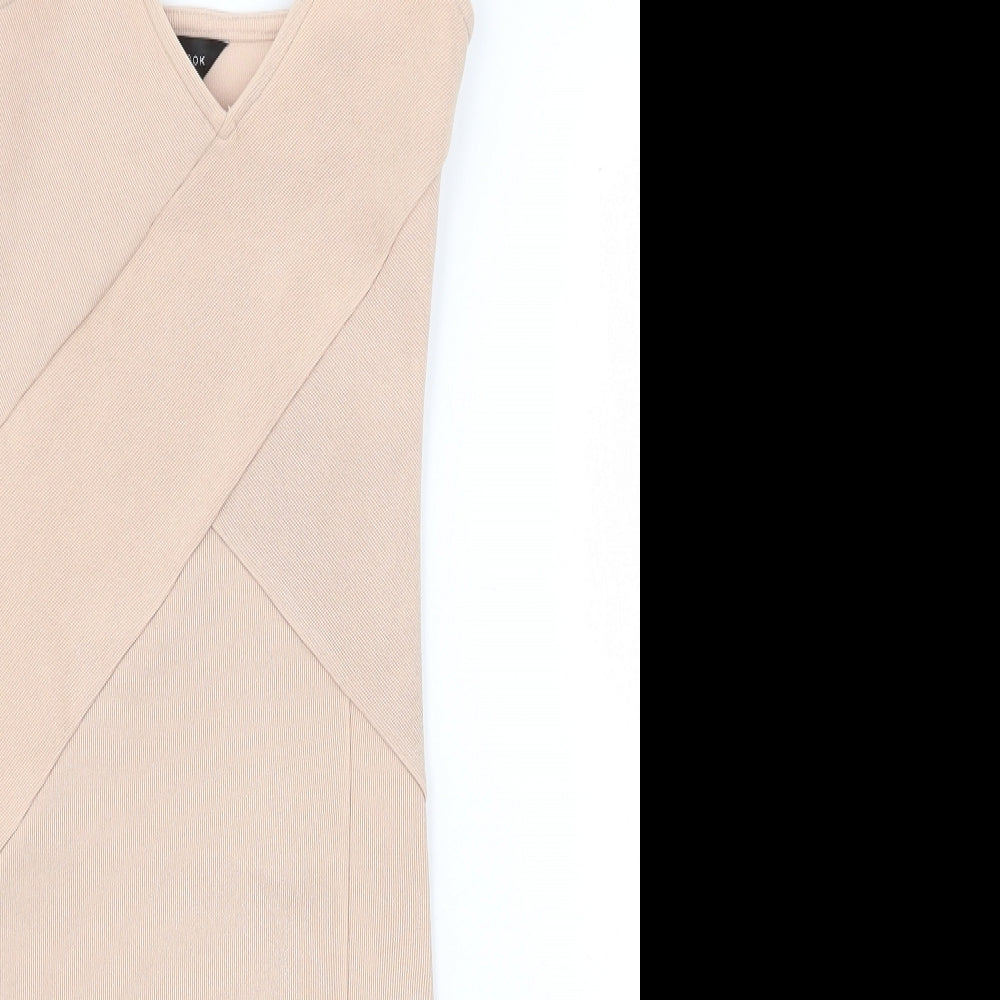 New Look Womens Pink Polyester Bodycon Size 6 V-Neck Pullover