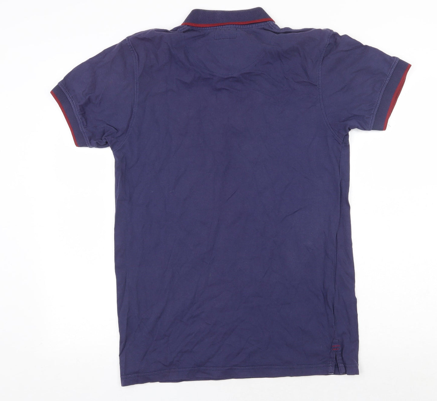 Eminent Mens Blue Cotton Polo Size L Collared Button