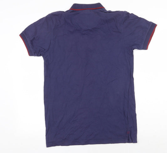Eminent Mens Blue Cotton Polo Size L Collared Button