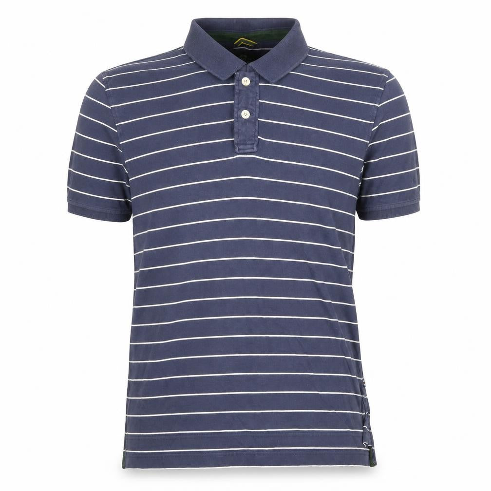 Racing Green Mens Blue Striped 100% Cotton Polo Size L Collared Button