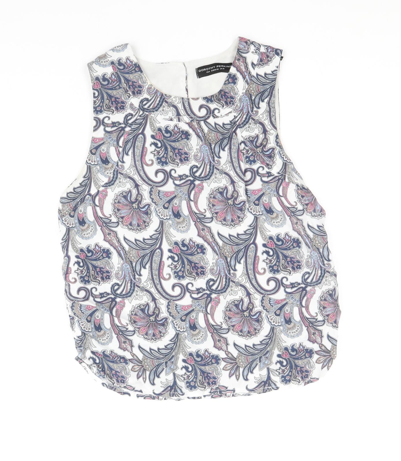 Dorothy Perkins Womens Multicoloured Floral 100% Cotton Basic Blouse Size 10 Round Neck