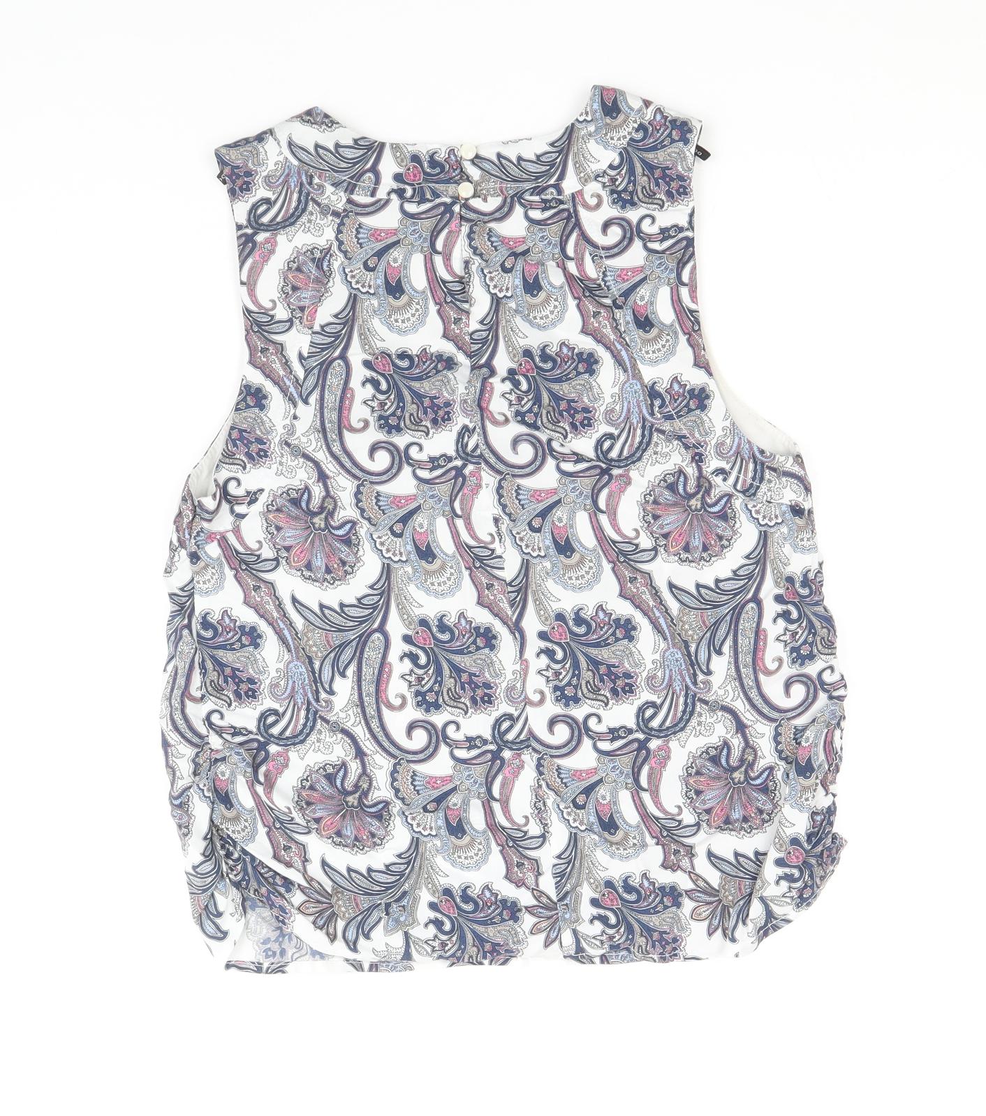 Dorothy Perkins Womens Multicoloured Floral 100% Cotton Basic Blouse Size 10 Round Neck