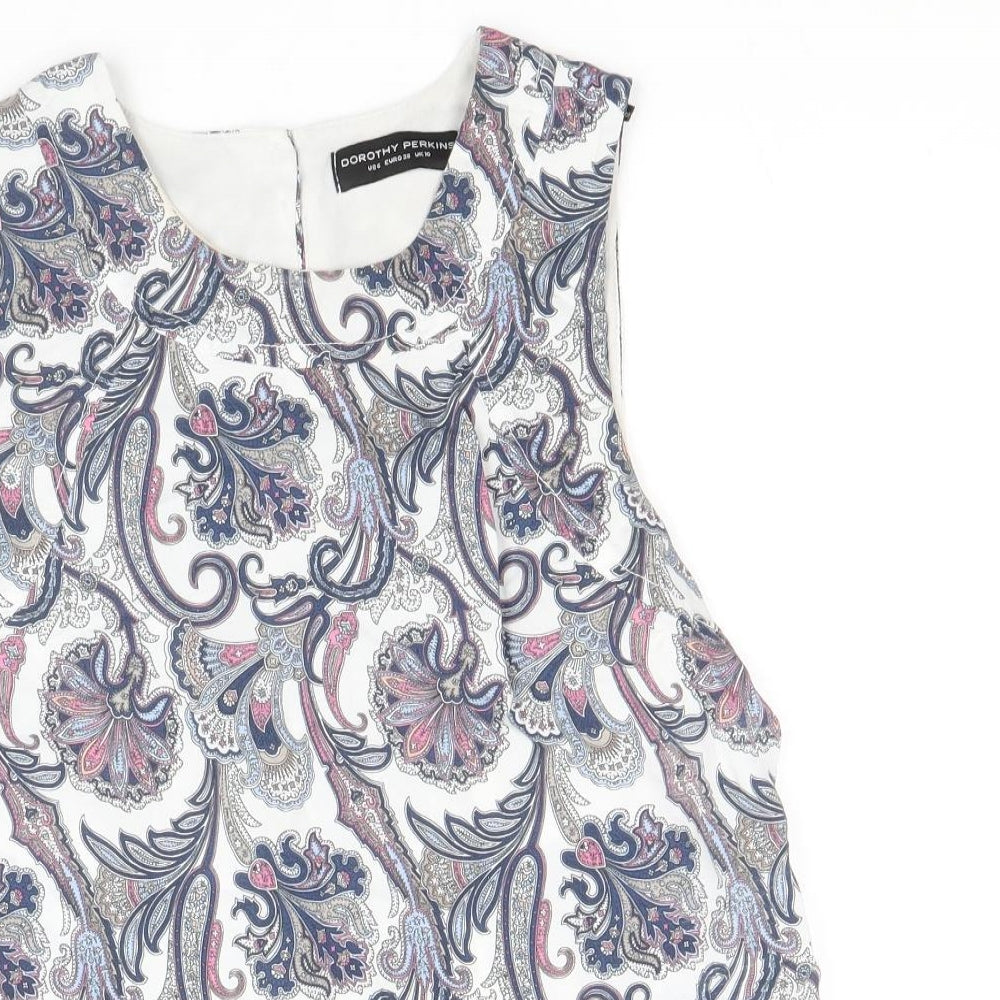 Dorothy Perkins Womens Multicoloured Floral 100% Cotton Basic Blouse Size 10 Round Neck