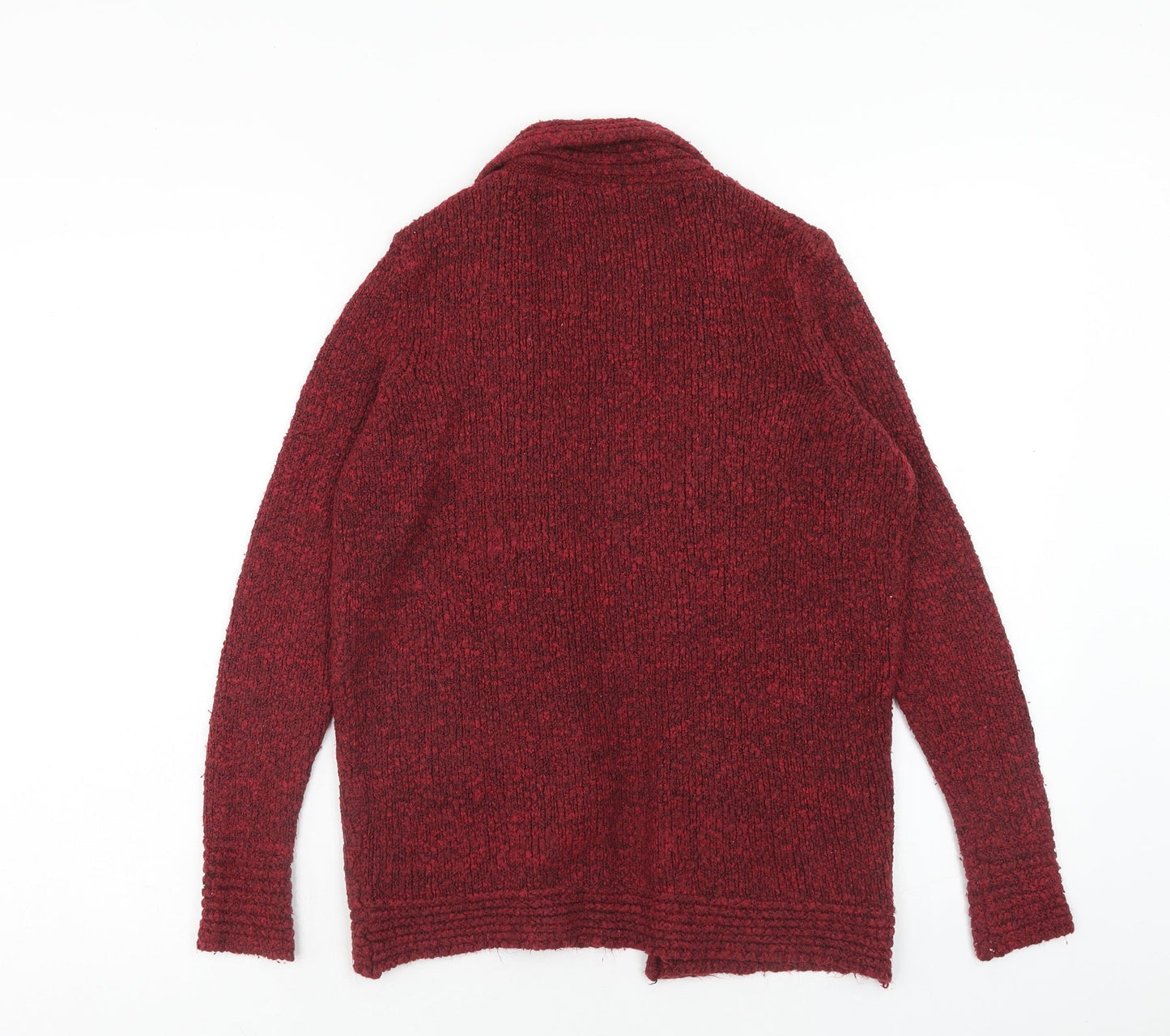 M&Co Womens Red V-Neck Acrylic Cardigan Jumper Size 10