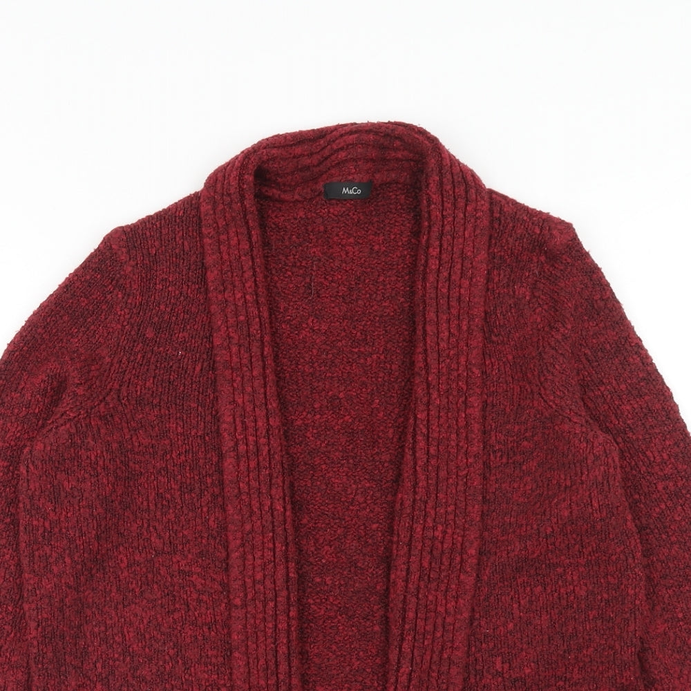 M&Co Womens Red V-Neck Acrylic Cardigan Jumper Size 10