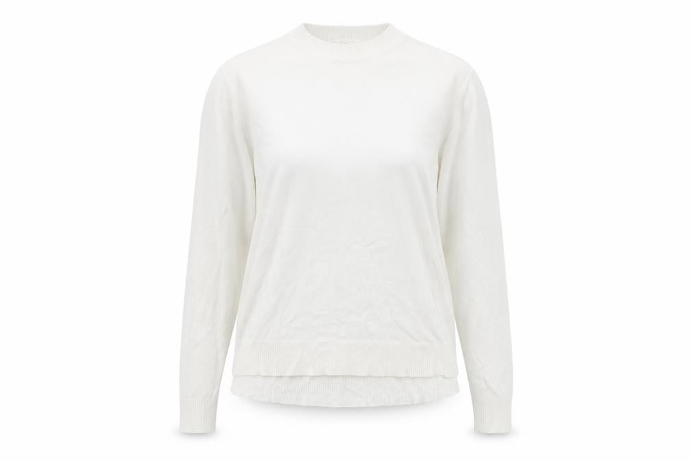 H&M Womens White Round Neck Viscose Pullover Jumper Size S