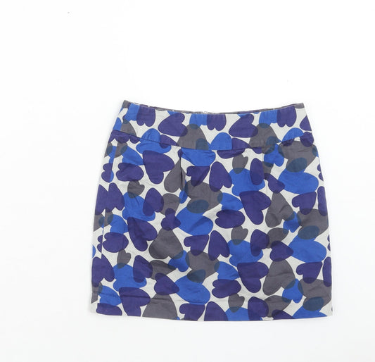 Johnie B Womens Blue Geometric Polyester Bandage Skirt Size 24 in Zip - Heart Pattern