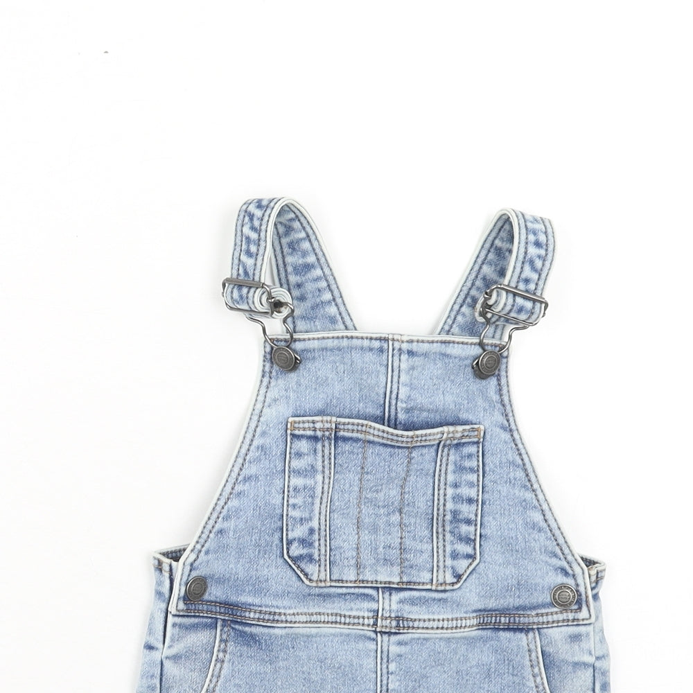 George Girls Blue Cotton Dungaree One-Piece Size 2 Years Button