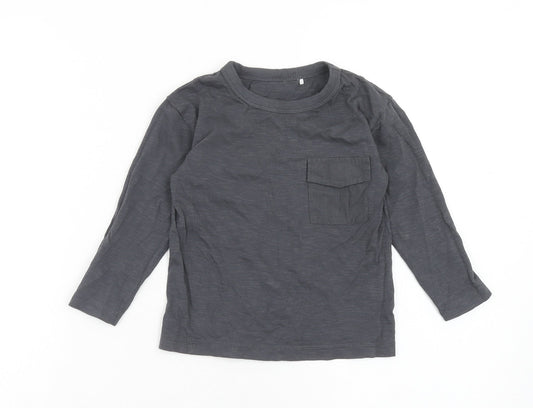George Boys Grey Cotton Basic T-Shirt Size 2XS Scoop Neck Pullover