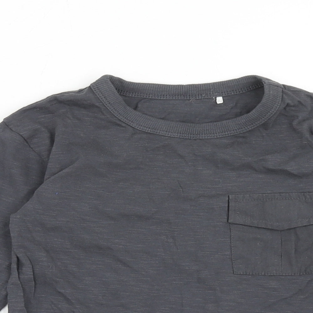 George Boys Grey Cotton Basic T-Shirt Size 2XS Scoop Neck Pullover