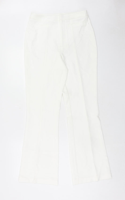 Preworn Womens White Polyester Dress Pants Trousers Size 30 in Regular Hook & Eye