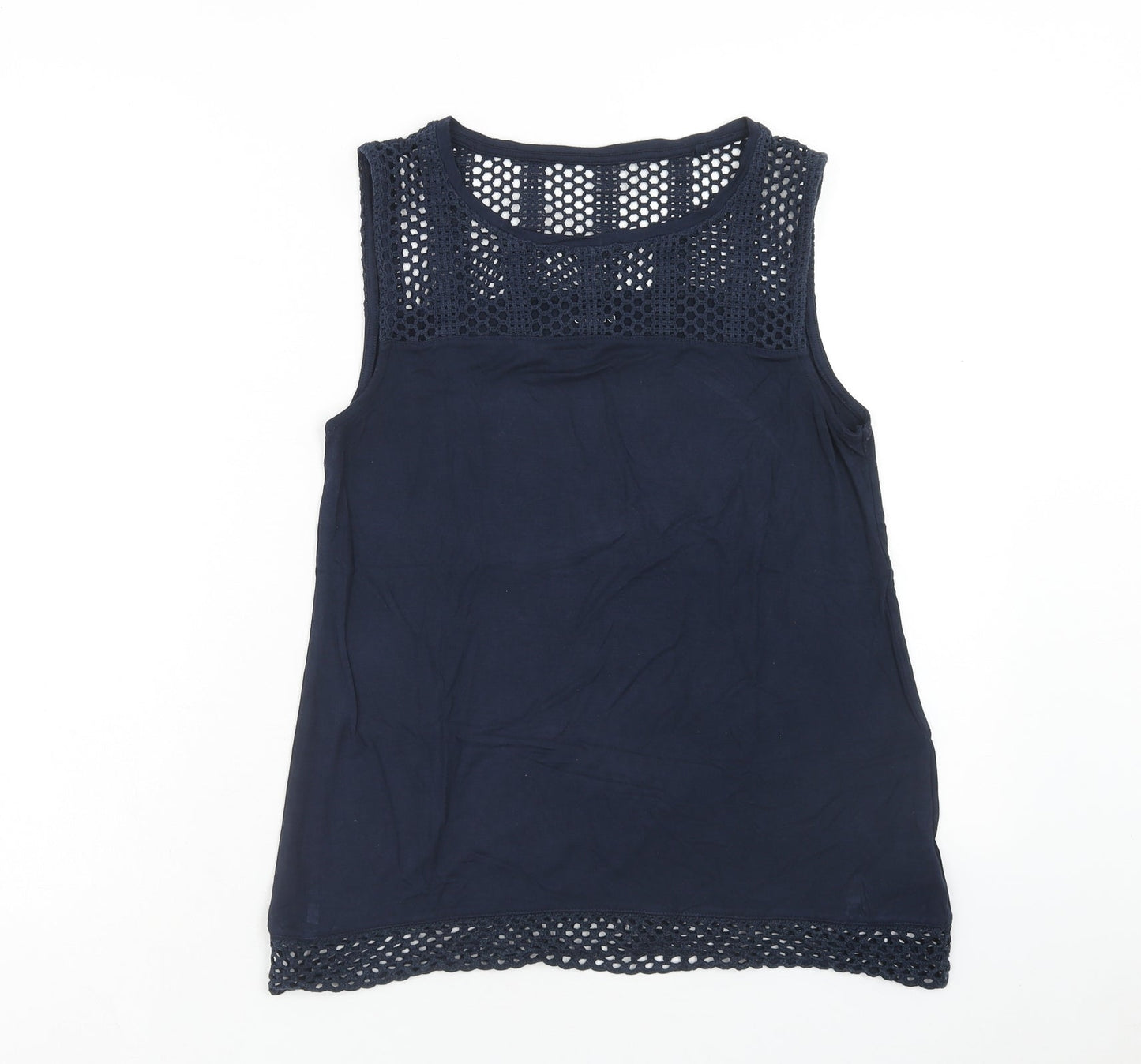 ESMARA Womens Blue Viscose Basic Tank Size S Round Neck