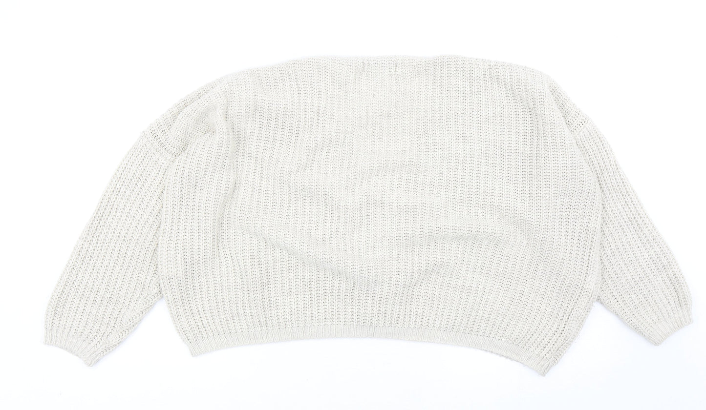 Luisa Ricci Womens Beige V-Neck Acrylic Pullover Jumper Size S - Tie Front Detail