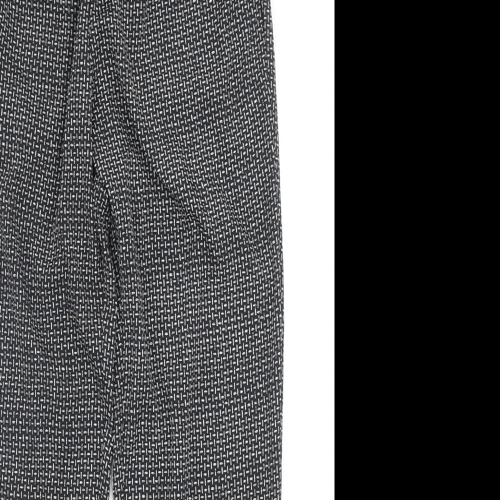 H&M Womens Black Geometric Polyester Jogger Trousers Size 10 Regular