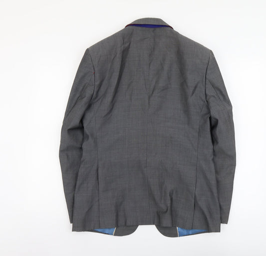 Alfred Brown Mens Grey Polyester Jacket Blazer Size S