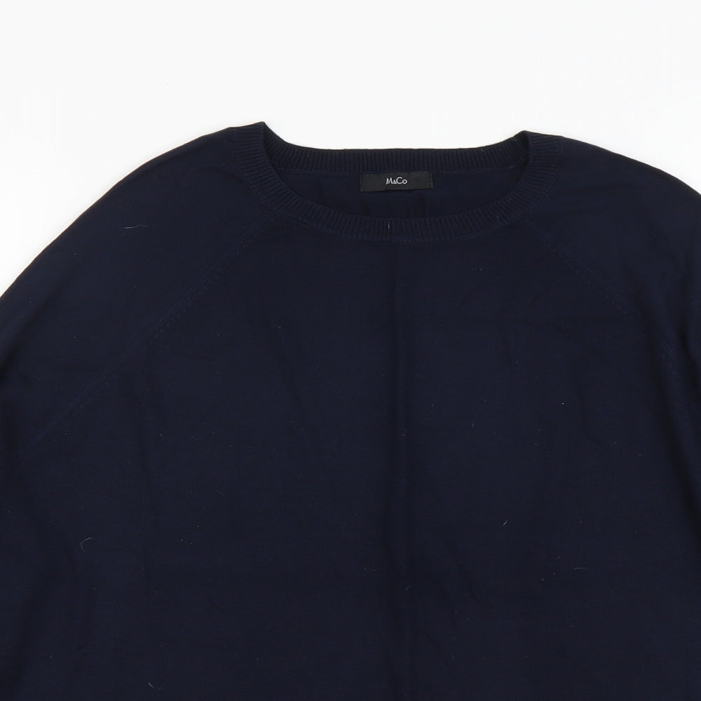 M&Co Womens Blue Scoop Neck Viscose Pullover Jumper Size 14