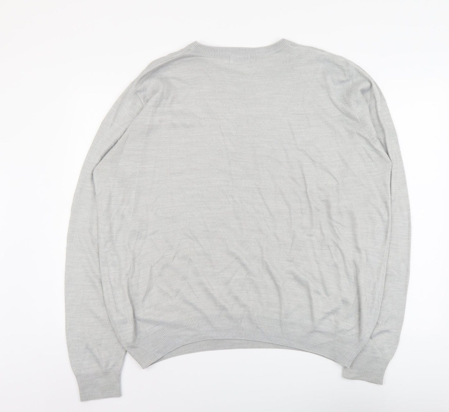 Jacamo Mens Grey Round Neck Acrylic Pullover Jumper Size L