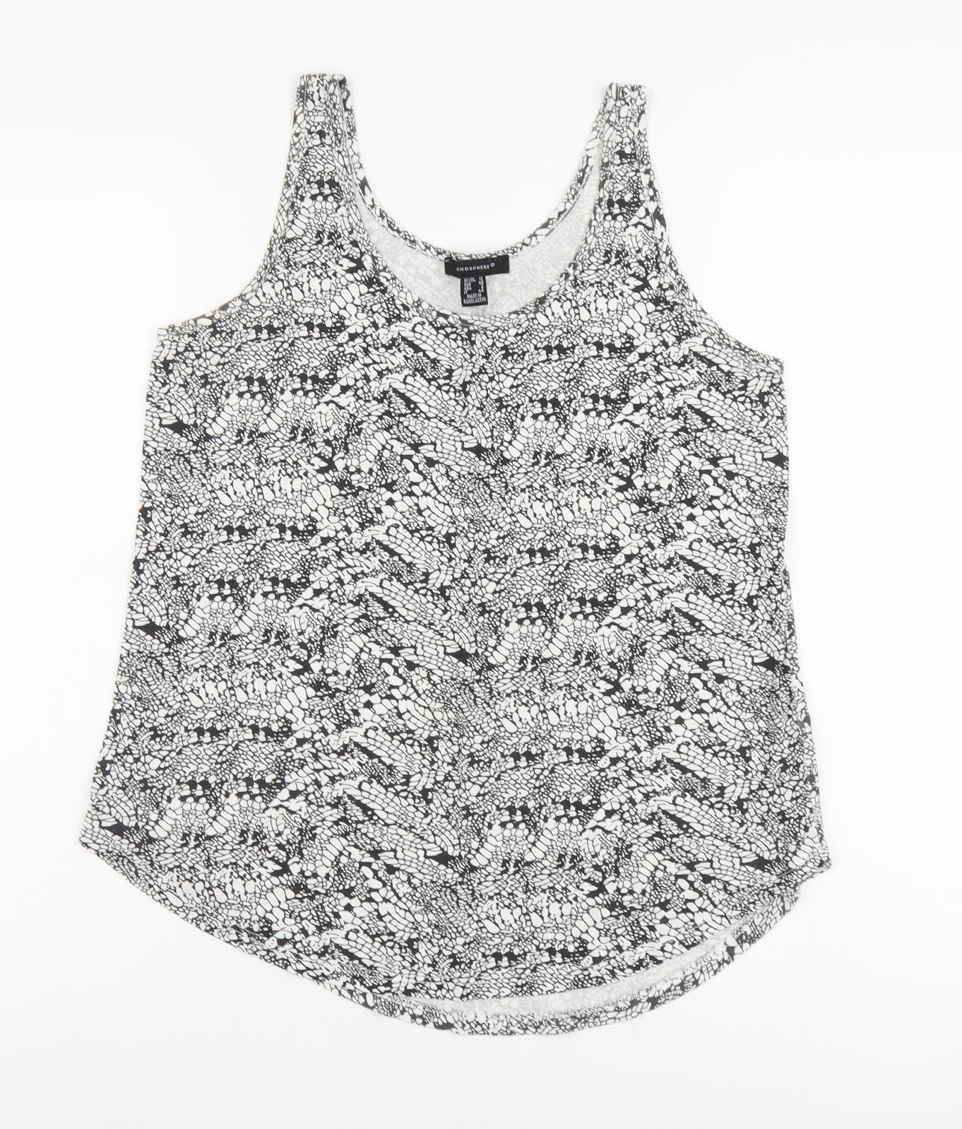 Atmosphere Womens Black Geometric Cotton Basic Tank Size 12 Round Neck