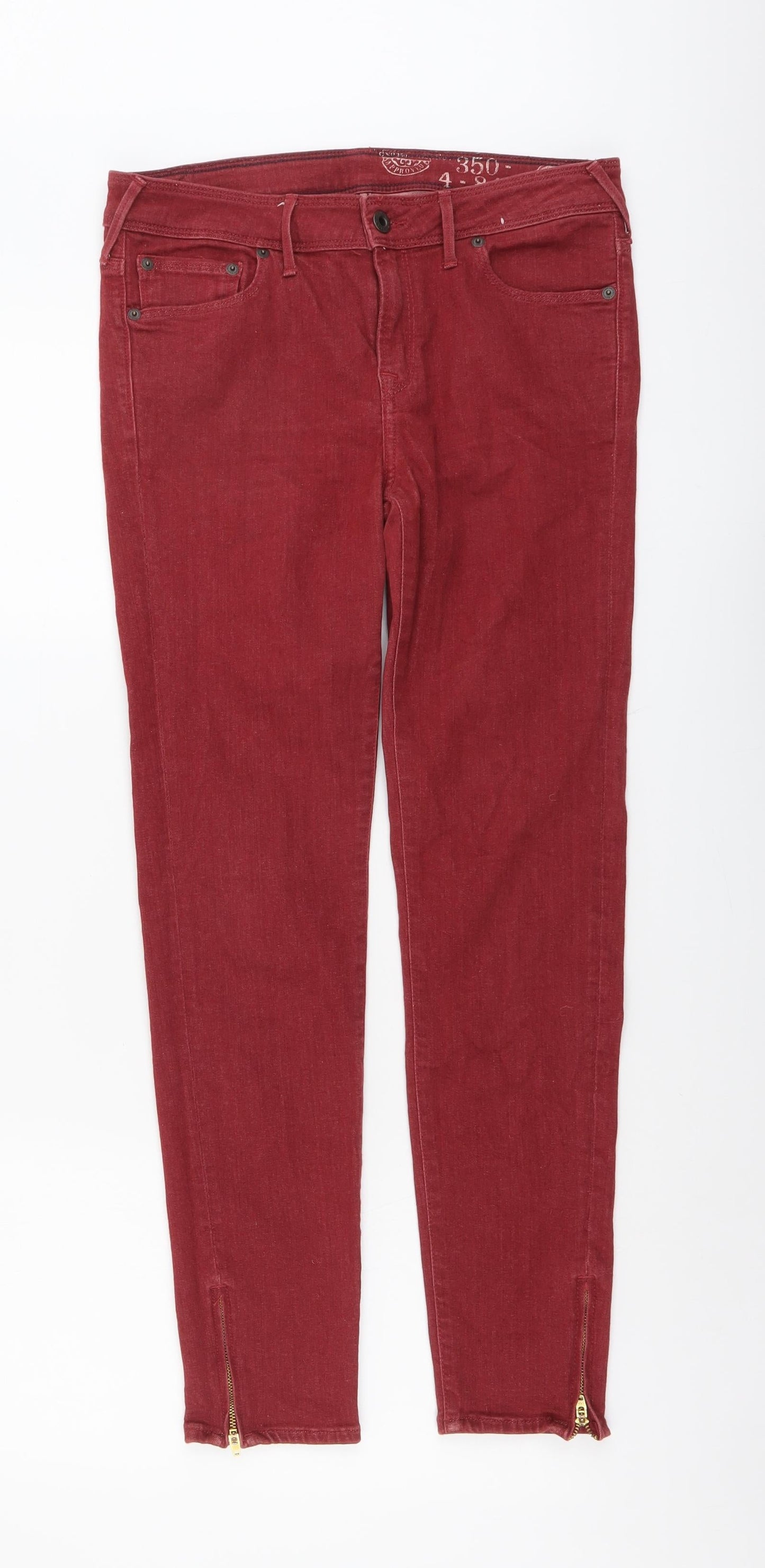 Jack Wills Womens Red Cotton Skinny Jeans Size 30 in L27 in Regular Button