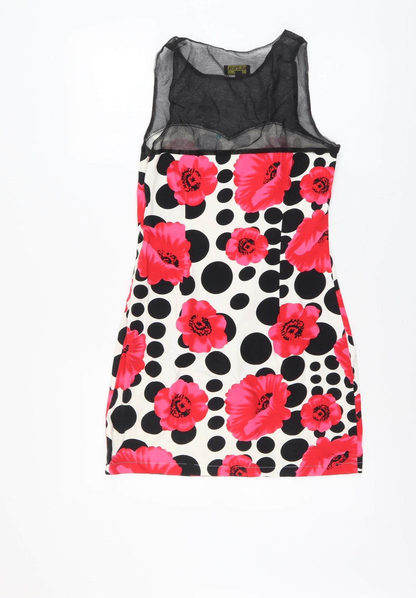 Alter London Womens Multicoloured Polka Dot Polyester Mini Size 10 Round Neck Pullover - Flower Pattern