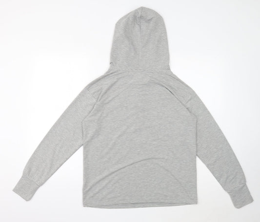 NEXT Womens Grey Striped Polyester Pullover Hoodie Size S Button