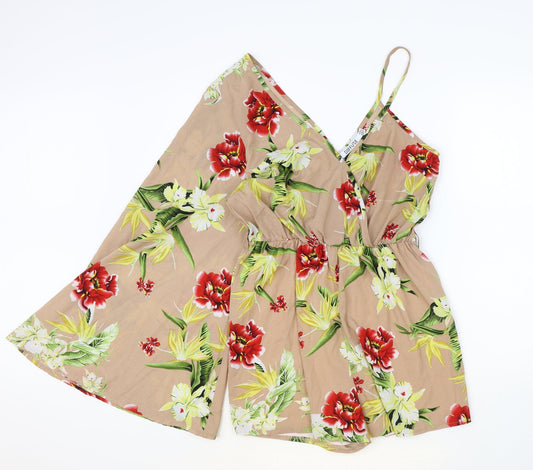 Diffuse Womens Multicoloured Floral Polyester Playsuit One-Piece Size 10 Pullover