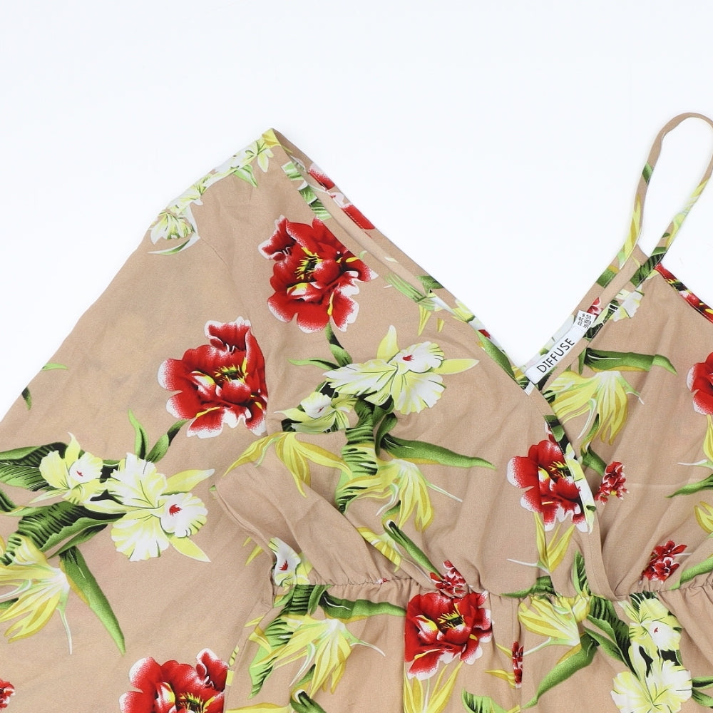 Diffuse Womens Multicoloured Floral Polyester Playsuit One-Piece Size 10 Pullover