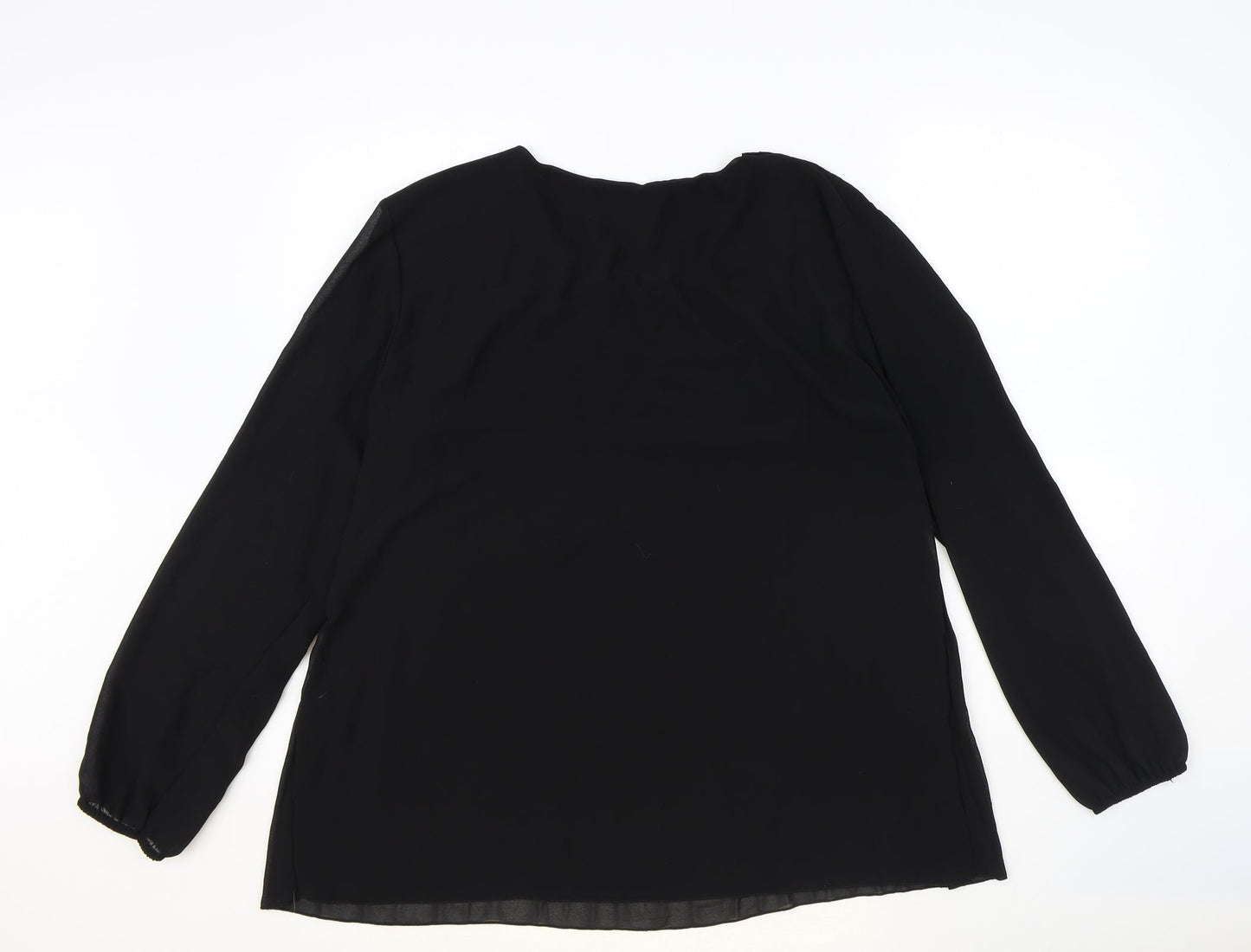 Blue Vanilla Womens Black Polyester Basic Blouse One Size Round Neck