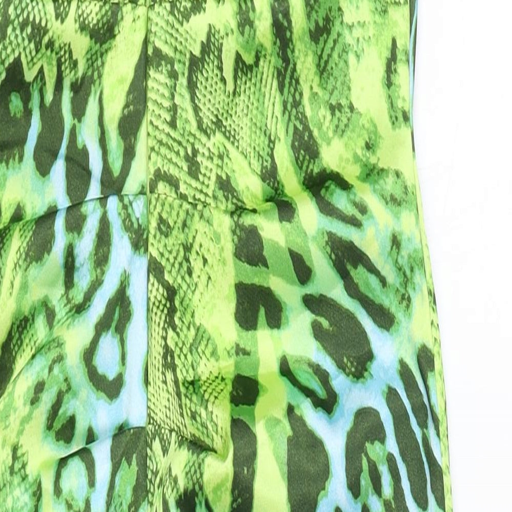 Jump Apparel Womens Green Animal Print Polyester Bodycon Size 6 Sweetheart Zip - Snakeskin Pattern
