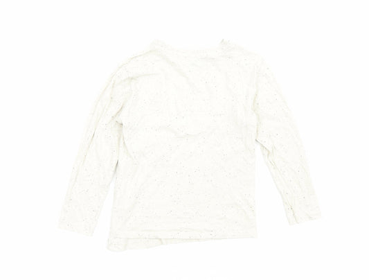 Primark Boys Ivory Cotton Basic T-Shirt Size 4-5 Years Round Neck Pullover