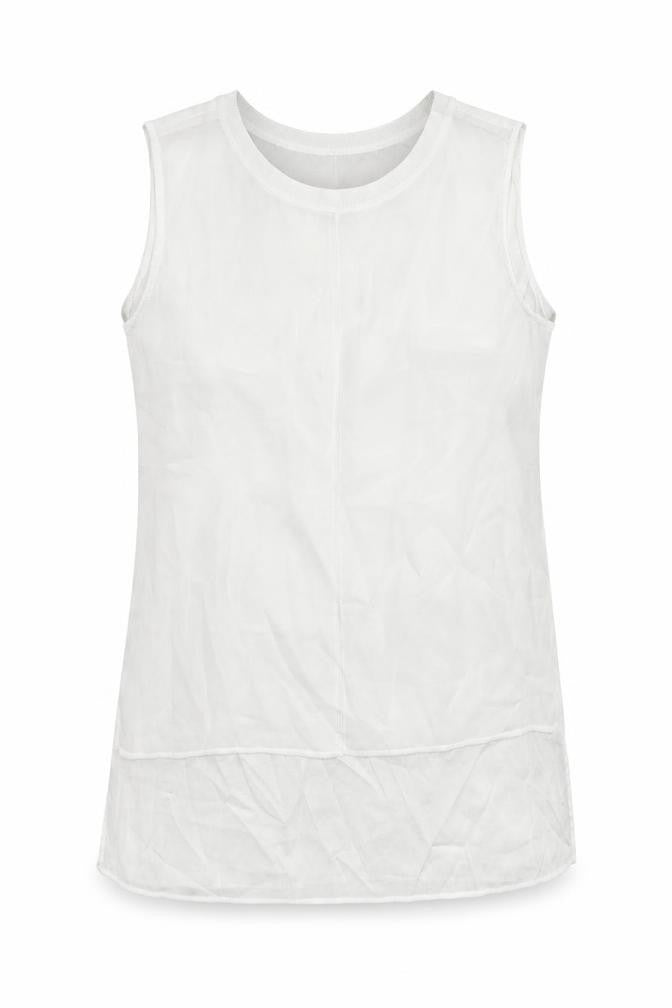 Episode Womens White Polyester Basic Tank Size S Round Neck