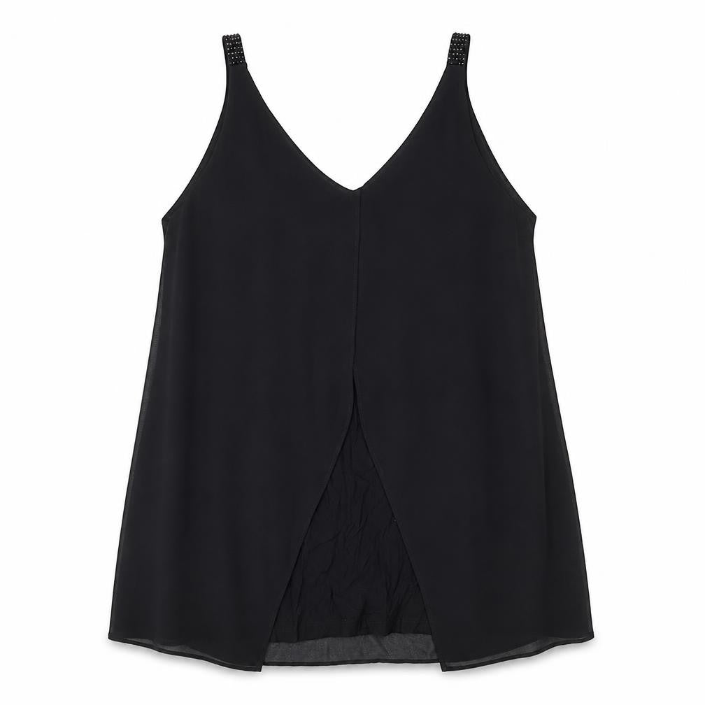 NEXT Womens Black Polyester Basic Tank Size 12 V-Neck