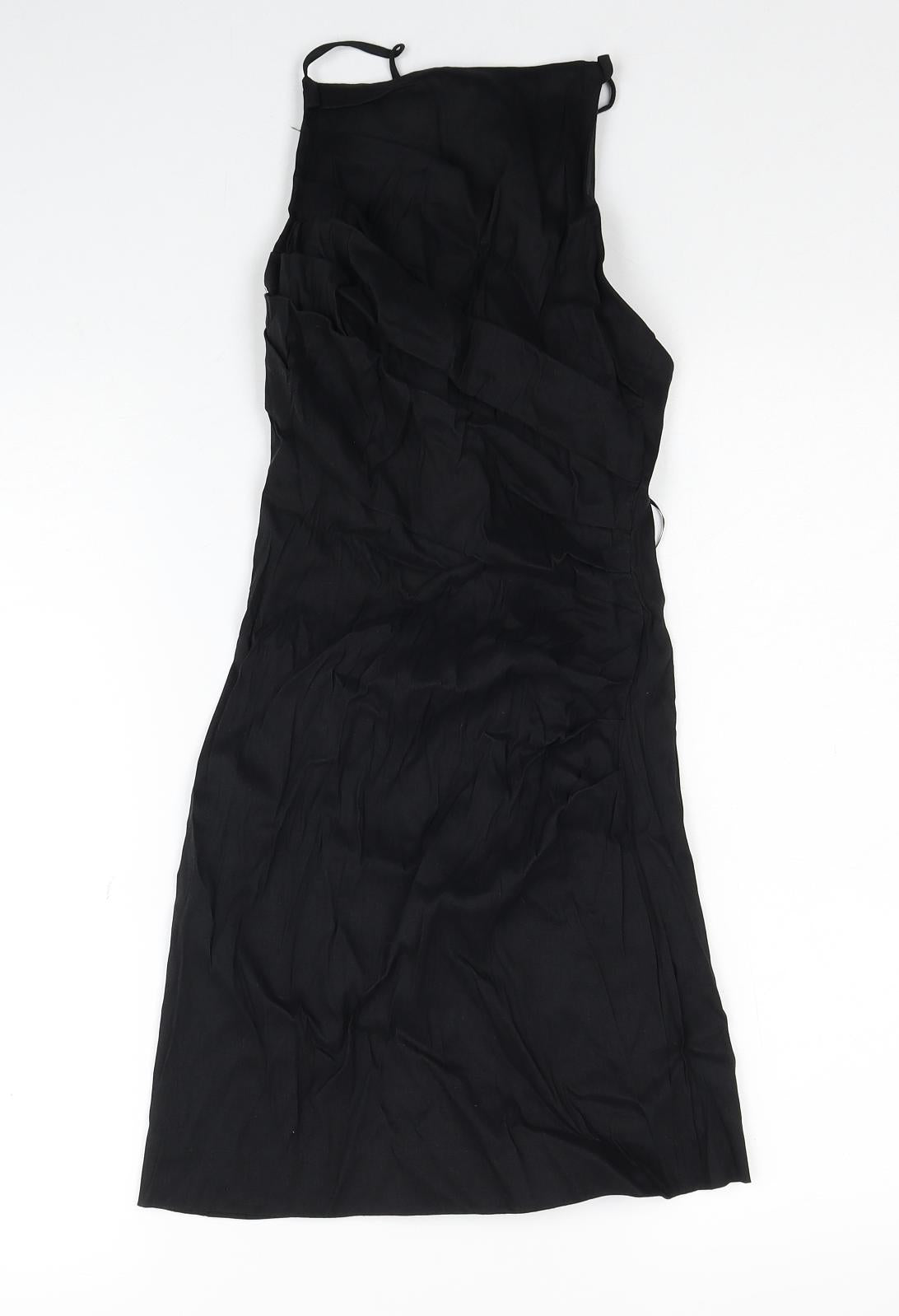 Zara Womens Black Linen A-Line Size XS Square Neck Pullover