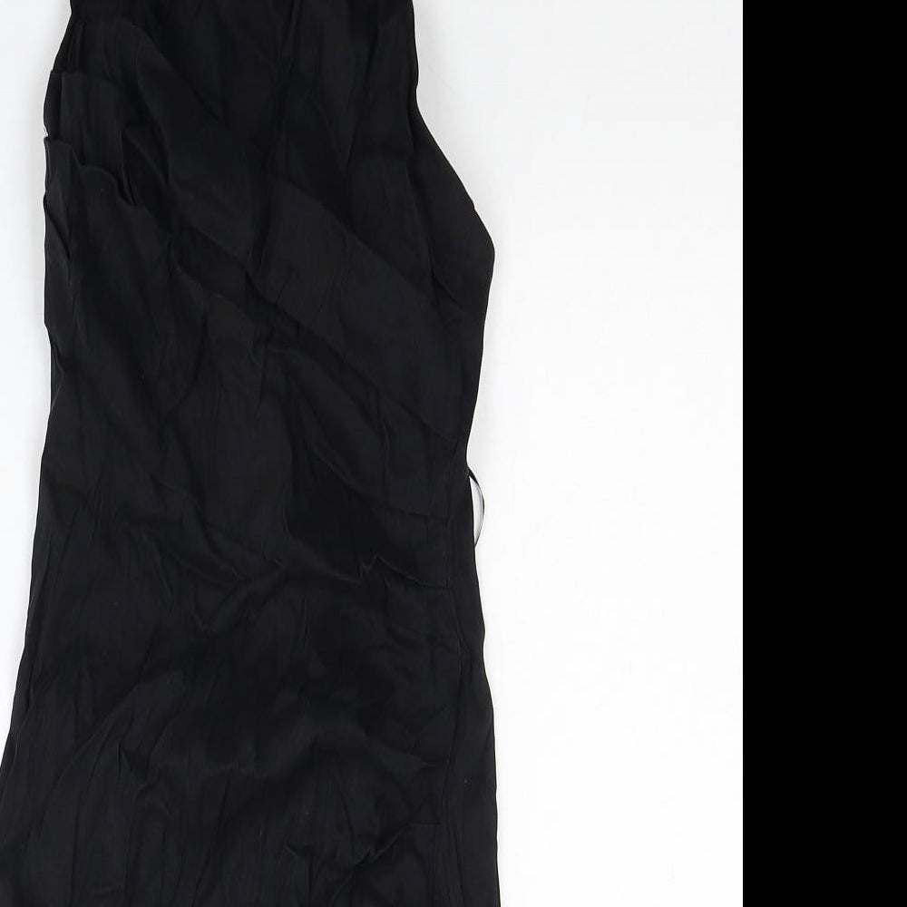 Zara Womens Black Linen A-Line Size XS Square Neck Pullover