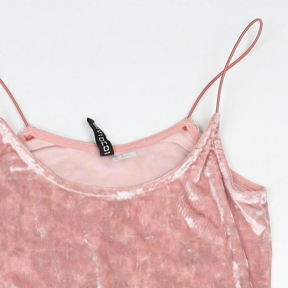 H&M Womens Pink Polyester Cropped Tank Size XS Round Neck