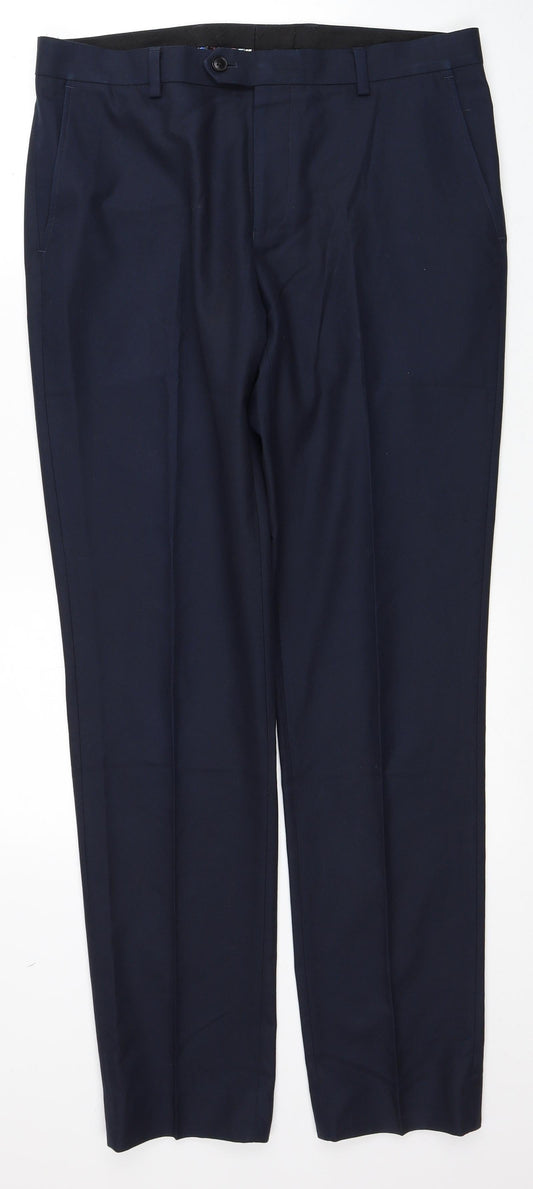 NEXT Mens Beige Polyester Dress Pants Trousers Size 34 in L33 in Regular Button
